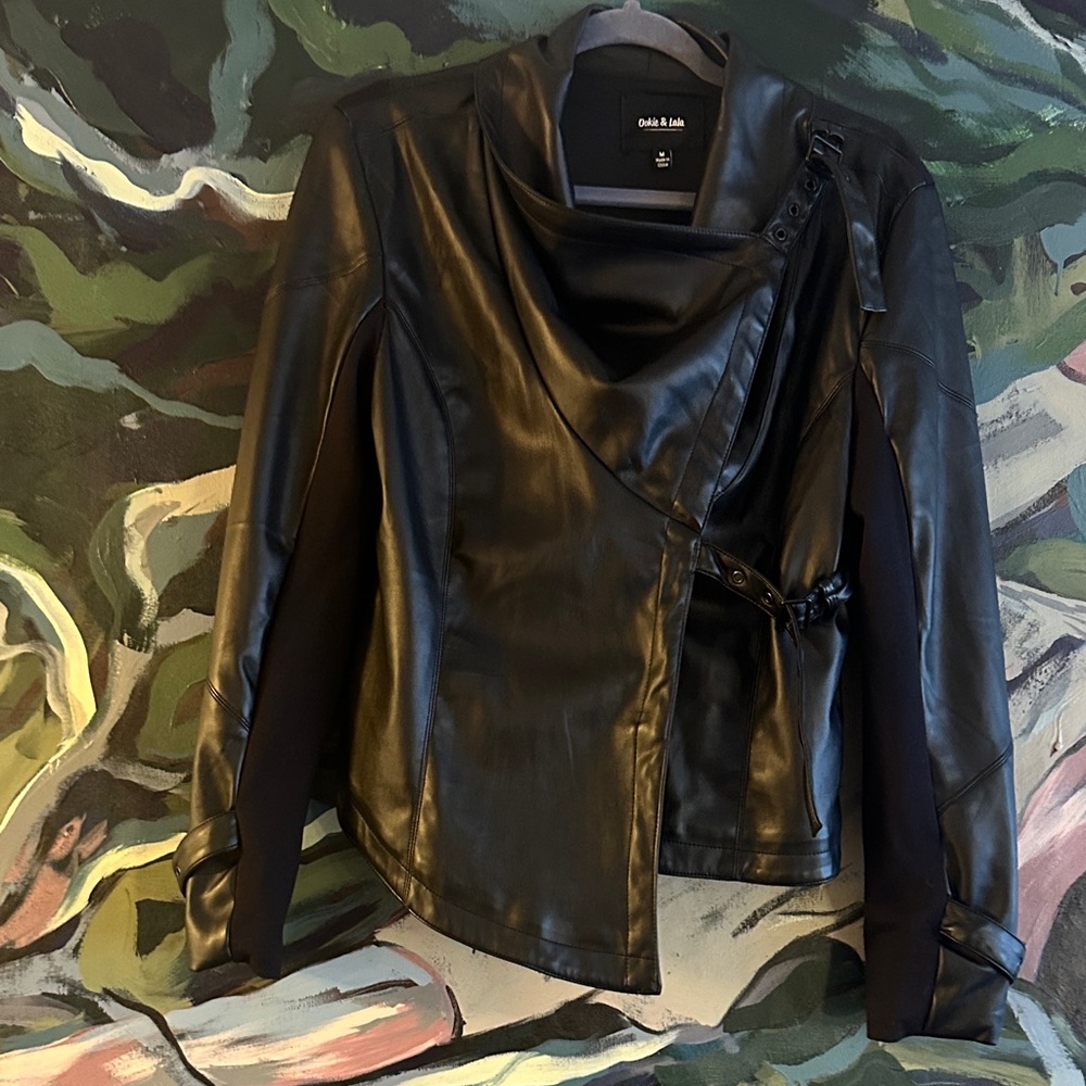 Chic Black faux Leather Jacket by Ookie & Lala
